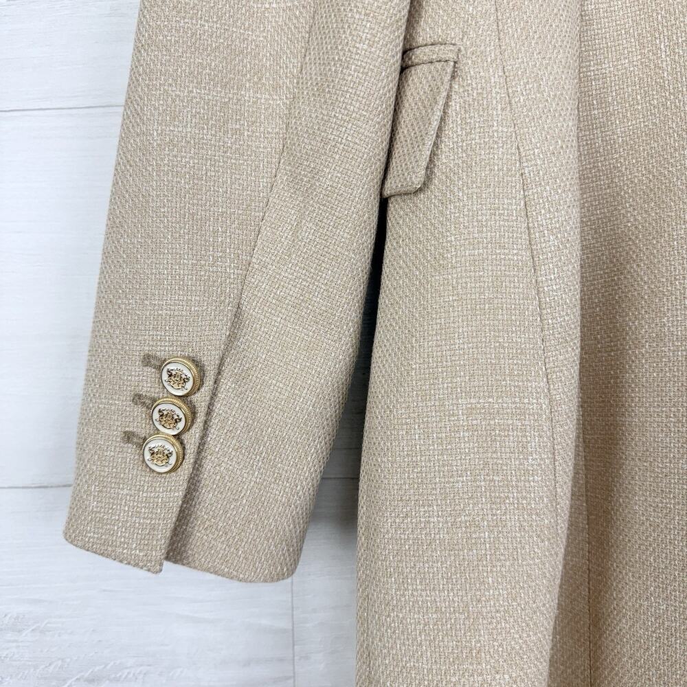 Zara Double Breasted Long Blazer XS Neutral Tailored Academia Textured Office - Picture 8 of 16